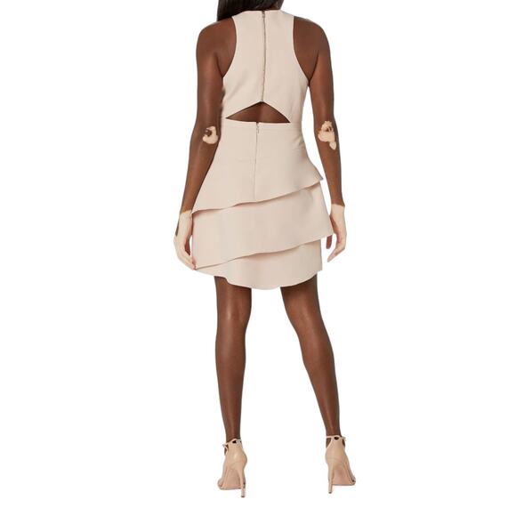 BCBGMaxazria Blush Pink Key Hole Tiered Mini Dress Size 4 - Picture 4 of 13